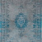 Louis De Poortere Rug, Fading World Grey Turquoise 8255, Medallion design