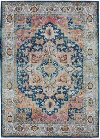 Nourison rug Ankara Global ANR11 BLUMT BLUE MULTI 5x8 099446498076 flat C