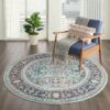 Nourison rug Ankara Global ANR14 TEAL MULTI 4xRND 099446498427 interior 1 C