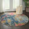 Nourison rug Celestial CES09 BLYEL BLUE YELLOW 5XRND 099446482730 interior 3