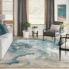 Nourison rug Maxell MAE08 IVTL IVORY TEAL 9x13 099446880246 interior 3