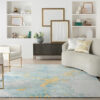 Nourison rug Prismatic PRS26 SFMGD SEAFOAM GOLD 8X10 099446889683 interior 1