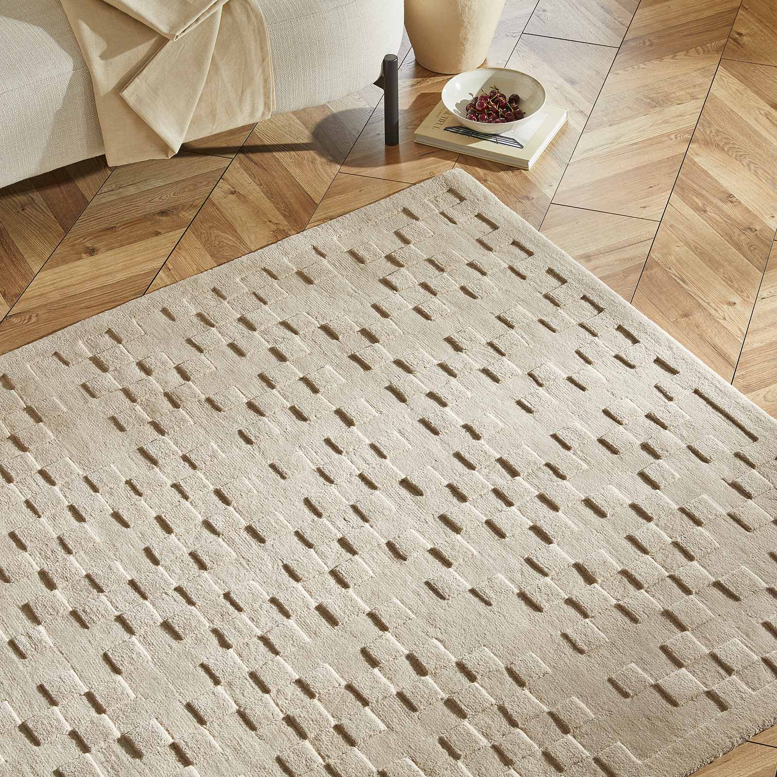 Concept Looms rug Priory PR 102 SQUARES TAUPE zoom