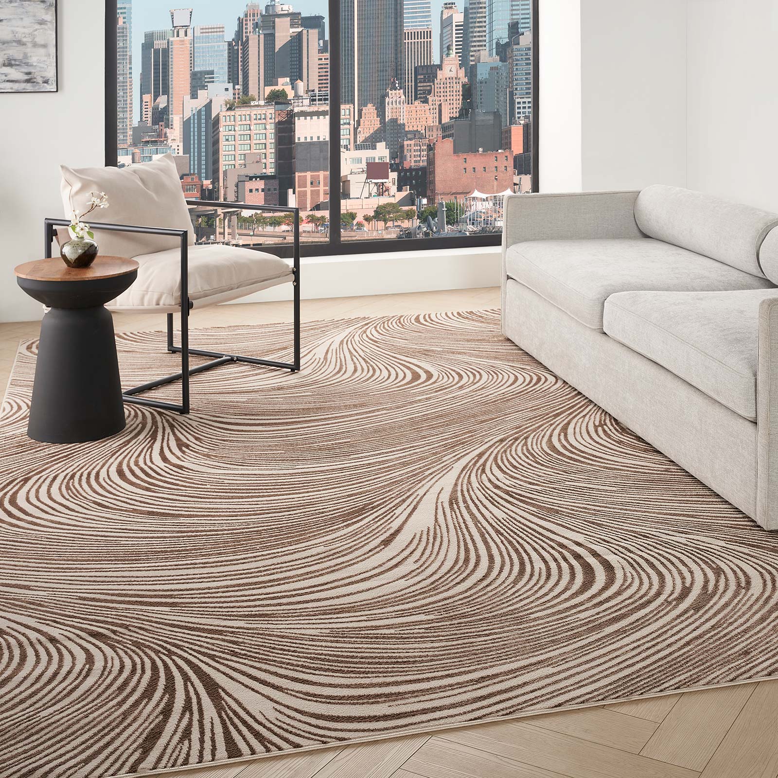 DKNY rug Central Park West DK001 CEP02 BGEBN BEIGE BROWN 8x10 0841491122365 interior 1
