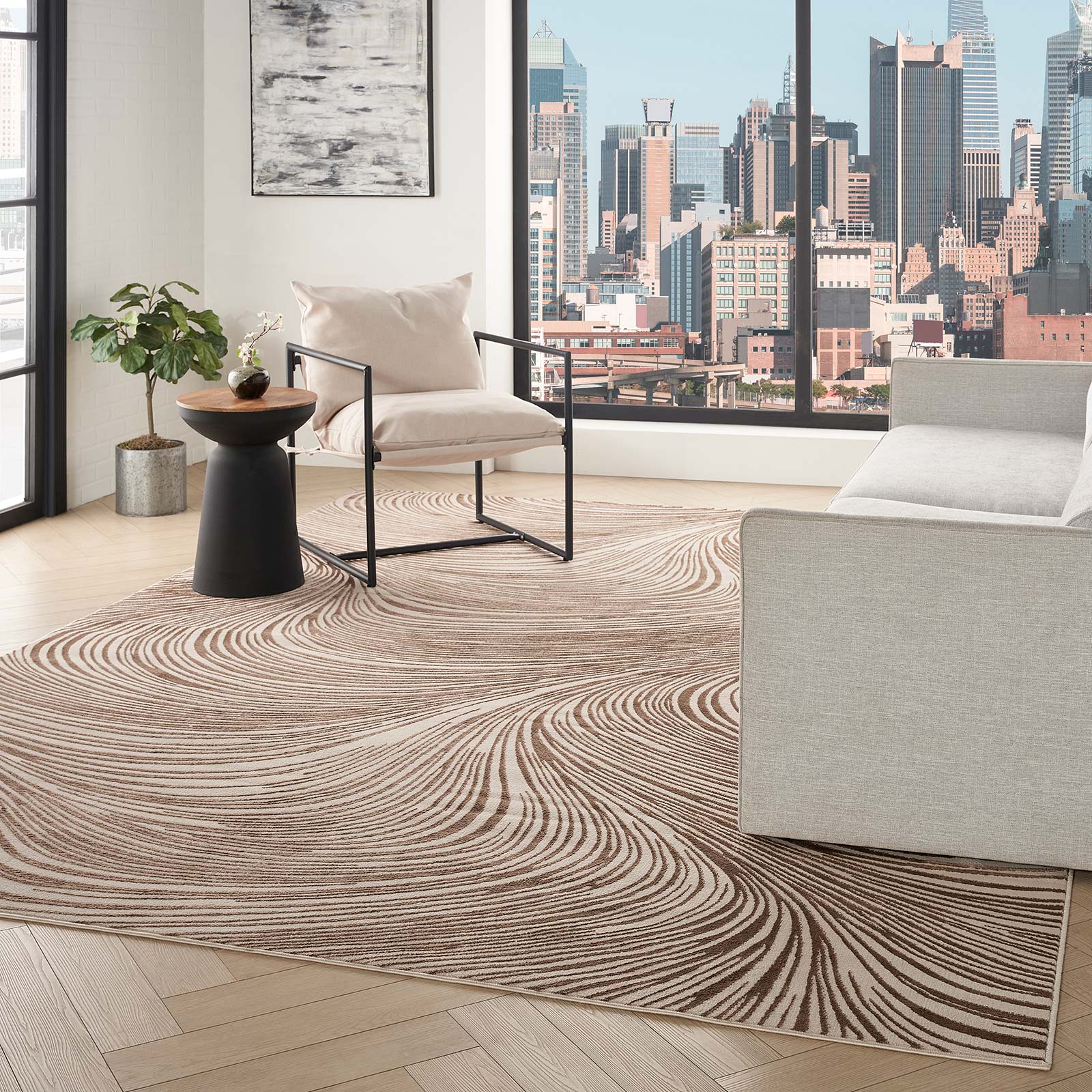 DKNY rug Central Park West DK001 CEP02 BGEBN BEIGE BROWN 8x10 0841491122365 interior 4