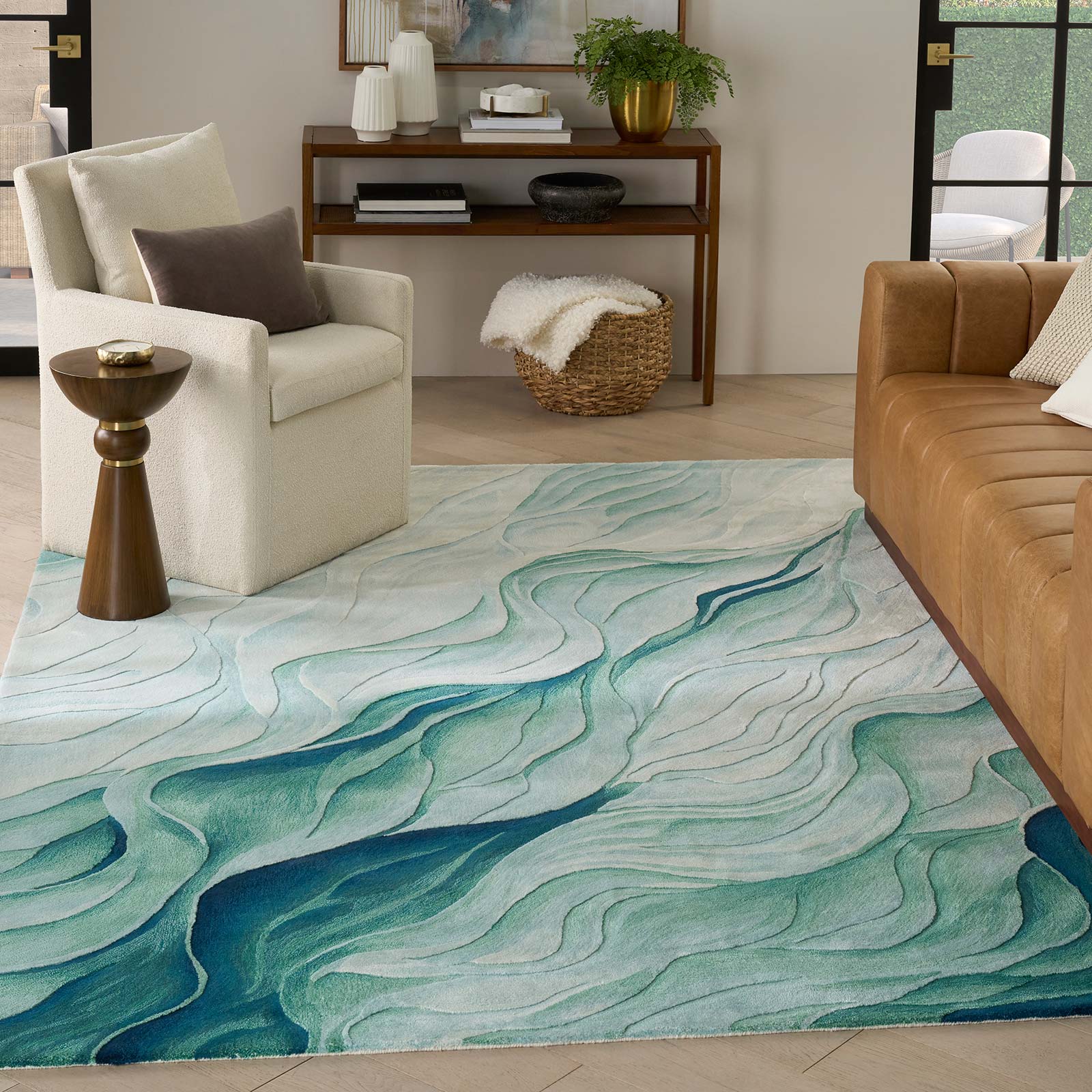 Nourison rug Prismatic PRISM PRS42 SILGN SILVER GREEN 8x10 0841491143834 interior 1